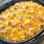 Slow Cooker Cheesy Ham & Hash Brown Bake